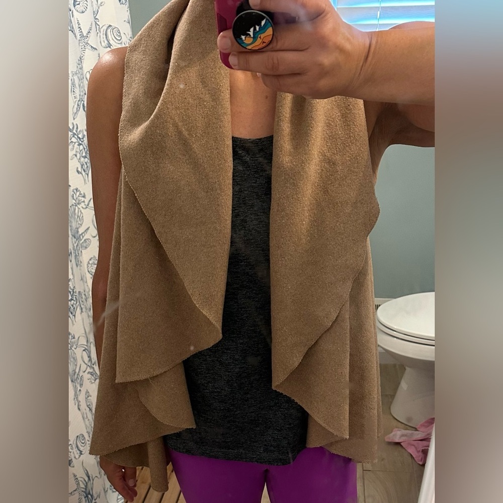 Cottagecore Hipster Row Camel Wool Blend Waterfall Vest – One Size